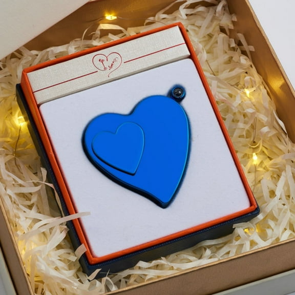 SDJMa Heart-Projection Windproof Lighter – USB Rechargeable Electric & Flame Dual-Mode, Engraved Metal Body, Gift Box Included (Blue)