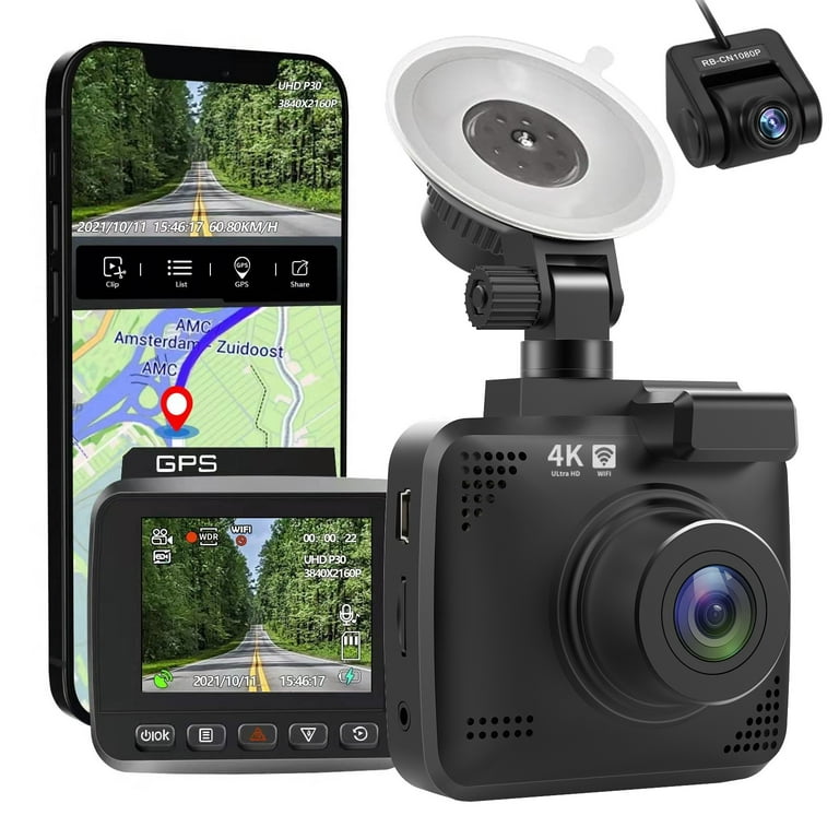 R2-4K Dash Cam Built in WiFi GPS Car Dashboard Camera Recorder with UHD  2160P, 2.4 LCD