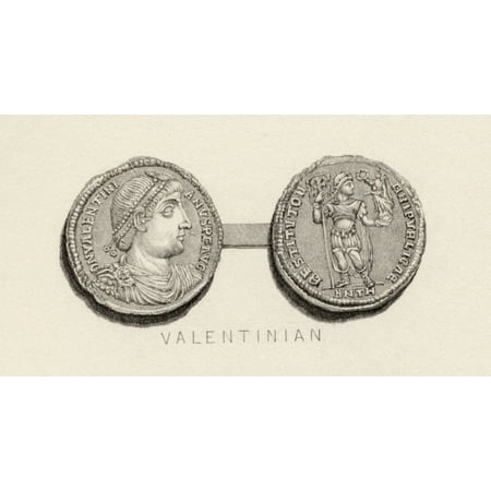 Coin From The Time Of Valentinian Flavius Valentinianus AD 321-375 Roman Emperor Stretched Canvas - Ken Welsh  Design Pics (20 x
