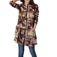 thumbnail image 2 of POINTERTECK Chemise Mi-Longue en Coton et Lin à Manches Longues pour Femmes, Col Imprimé, 2 of 6