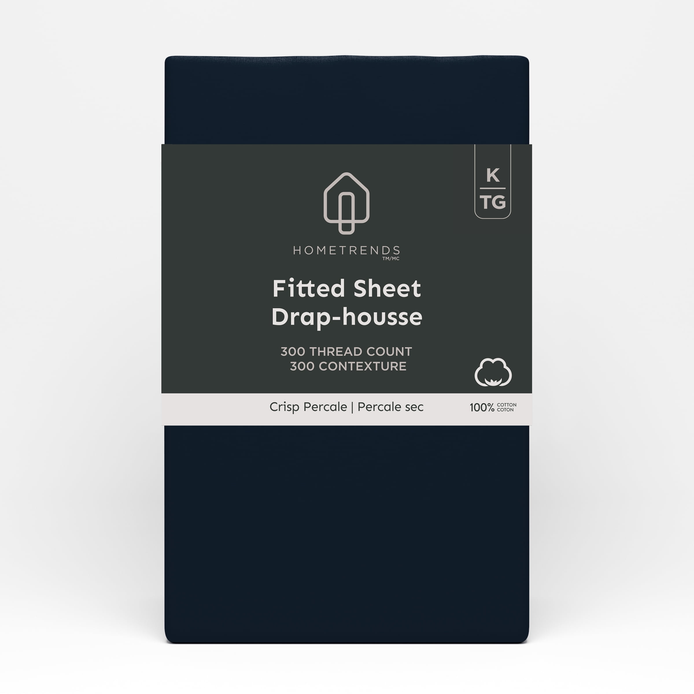 Hometrends 300 TC Brushed Percale Fitted Sheet, HOME TRENDS PL HT 300TC FITT BLK Q