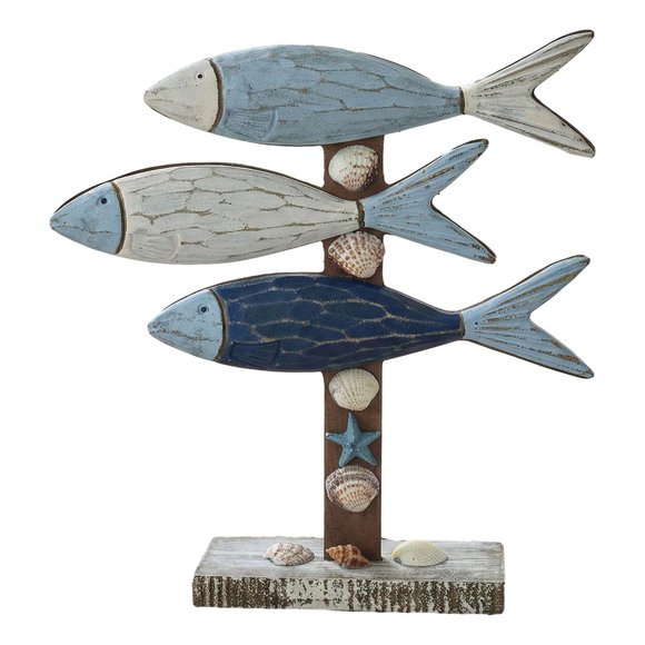Escultura de pez de madera sobre pedestal. Estatua de pez. Adorno coleccionable. Regalo para escritorio. Estilo A
