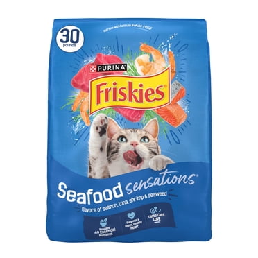 Purina Friskies Dry Cat Food Seafood Sensations With Salmon, Tuna, and Shrimp Flavors, 30 lb Bag