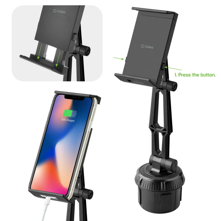 Car Cup Phone Holder - Adjustable Cup Holder Phone Mount Tablet Stand  Automobile Phone Holder Universal Cradle for iPhone 14 Pro Max Mini 12 11  SE iPad Mini Galaxy S21 Ultra 5G