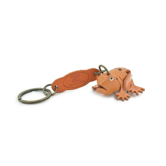 Frog, Key Chain, Leather, Amphibians, Brown, Hand Made, Keychain, Thailand, Key Fob, Keys, Lifelike Model, Gift, 2" THL08 BB69