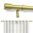 thumbnail image 1 of Barras de Cortina, Barra Individual para Ventanas 32–144" (ajustable 1"), Latón dorado, fácil instalación, diseño moderno, barras decorativas largas para cortinas con soportes, 1 of 7