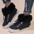 thumbnail image 2 of Womens Fur Boots Trendy Snow Booties Retro Fall Winter Solid Leather Plush Warm Flat Comfortable Lace Up Boots, 2 of 5