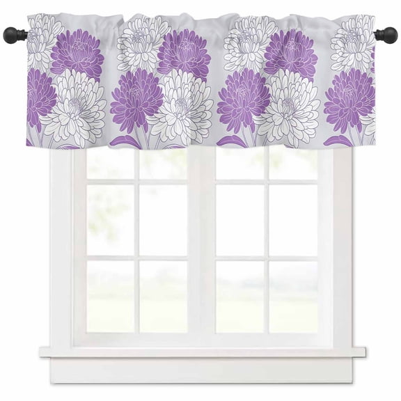 nqOlkjepod Botanical Floral Farmhouse Short Window Curtain Valances, Farmhouse Spring Garden Flowers Motifs Rod Pocket Kitchen Valances for Living Room Bedroom Bathroom Cafe, 1 Panel - 60" x 18"