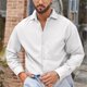 thumbnail image 4 of pstuiky camisas de manga larga para hombre, Blusa/camiseta informal de manga larga con cuello vuelto y botones para hombre, color liso top de hombre xl, 4 of 4