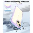 thumbnail image 4 of Compatible with iPhone 15 Plus Case with 2Pcs Screen Protectors + 2Pcs Camera Lens Protectors, [Not Yellowing] Clear Glitter Phone Case, Protective Shockproof Women Cover - Purple, 4 of 12