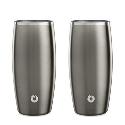 Colección Elegancia SNOWFOX: Vaso de Cerveza Aislado de Acero Inoxidable, 18 onzas, Juego de 2, Gris Oliva