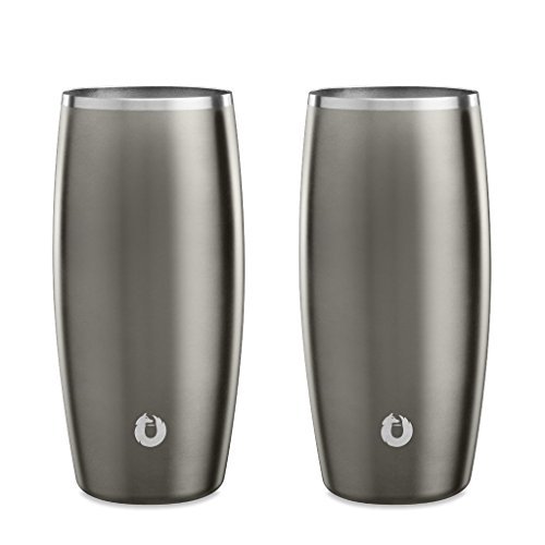Colección Elegancia SNOWFOX: Vaso de Cerveza Aislado de Acero Inoxidable, 18 onzas, Juego de 2, Gris Oliva