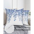 thumbnail image 3 of Waterproof Outdoor Throw Pillows with Inserts 18"x18", Eucalyptus Leaves Soft Decorative Pillowcases for Couch Bedroom, Navy Blue Summer Botanical Weeping Pillow Covers for Sofa Living Room, 3 of 8