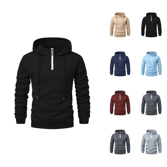 Essentials Hoodies for Men 2025 Fall Winter Long Sleeve Half Zipper Hooded Sweatshirt with Pockets Pullover Hoody