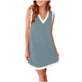 thumbnail image 2 of ylioge Sleeveless Nightgowns for Women Lightweight V Neck Pajama Tank Dresses Womens Trendy Color Block Pullover Breathable Loungewear Sleepshirts, 2 of 7