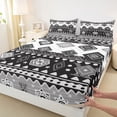 thumbnail image 4 of Erosebridal Geometric Aztec Full Size Sheets, Black White Bohemian Bed Sheets, 4 Pieces 1 Flat Sheet, 1 Fitted Sheet and 2 Pillowcases, 4 of 5