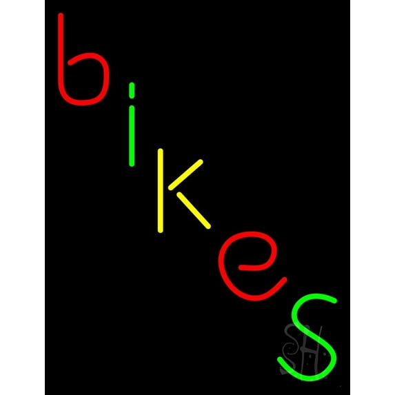 Multicolored Bikes LED Neon Sign 19 x 15 - inches, Clear Edge Cut Acrylic Backing, with Dimmer - Bright and Premium built indoor LED Neon Sign for automotive store, and mall.