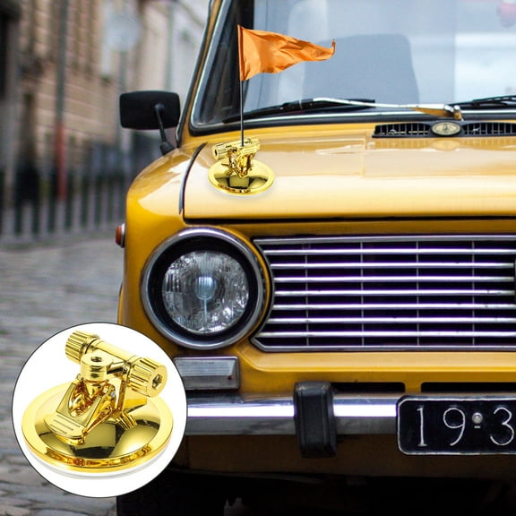 Raindrops Flag Mount 1Pcs Golden Plastic Suction Design for Car and Motorcycle Parade 3.3x3.3x2.0in
