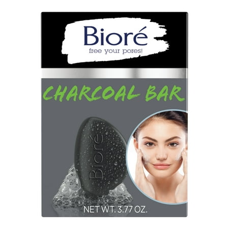 Biore Pore Penetrating Charcoal Bar for Gentle Exfoliation, Normal to Oily Skin, 3.77 oz