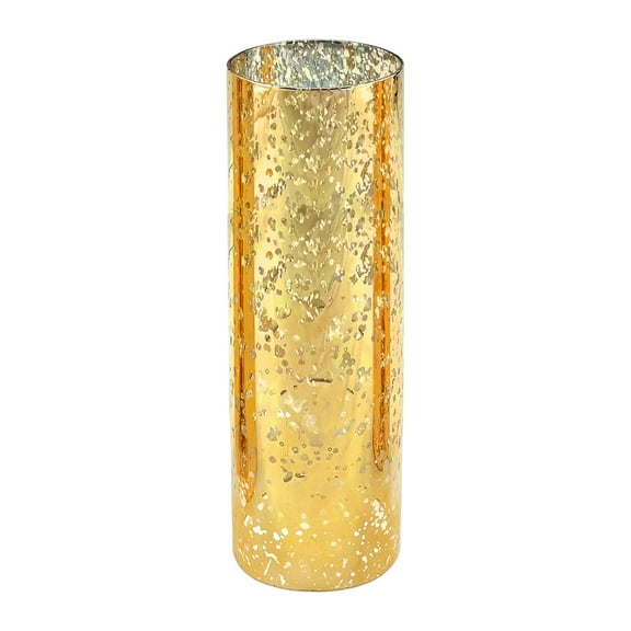 WGV Gold Speckled Glass Hurricane Candle Shade Chimney Tube - 4" Wide x 12" Height, Good quality, Heavy Weighted Base - 1 Pc