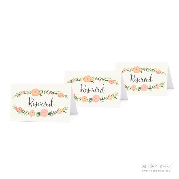 Koyal Wholesale Table Place Cards Boho Floral Tea Party Tent 20-Pack