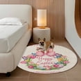 thumbnail image 2 of Happy Easter Round Area Rug 3Ft Washable Small Circle Rugs for Kitchen Entryway, Rabbits Bows Spring Tulips Eggs Retro Non-Slip Carpet Floor Mats Indoor Outdoor Carpet Runner Aesthetic Home Decor, 2 of 8