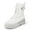 WHITE, variant on Women’s Chelsea Platform Combat Boots Lace-Up Lug Sole Buckle Ankle Booties