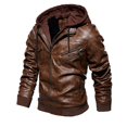 thumbnail image 1 of Chaqueta de cuero de otoño e invierno para hombre de estilo europeo y americano Chaqueta de cuero con capucha de cuero sintético para hombre, 1 of 6