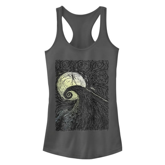 Junior's The Nightmare Before Christmas Halloween Jack on Spiral Hill  Racerback Tank Top