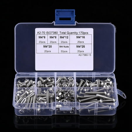 

Haofy Bolts 170pcs M4 Stainless Steel SS304 Hex Socket Button Head Screws Bolts and Nuts Assorted Set