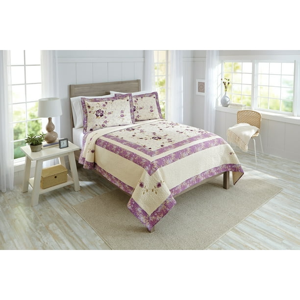 Better Homes & Gardens Purple Blossoms Quilt, King