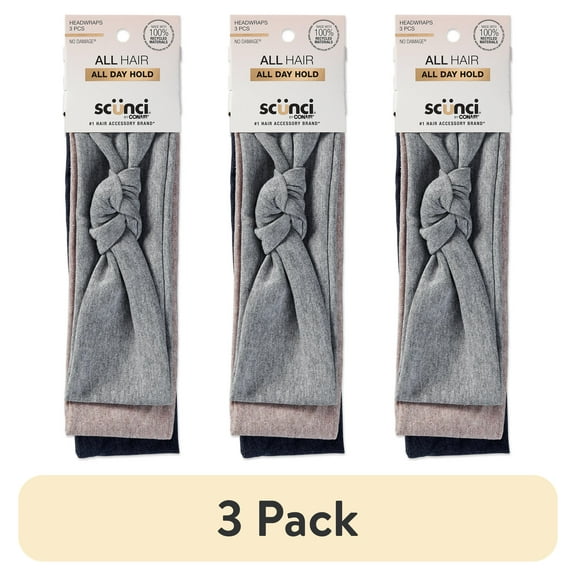 (3 pack) Scunci Fabric Headwrap Headband, Multicolor, 3 Count