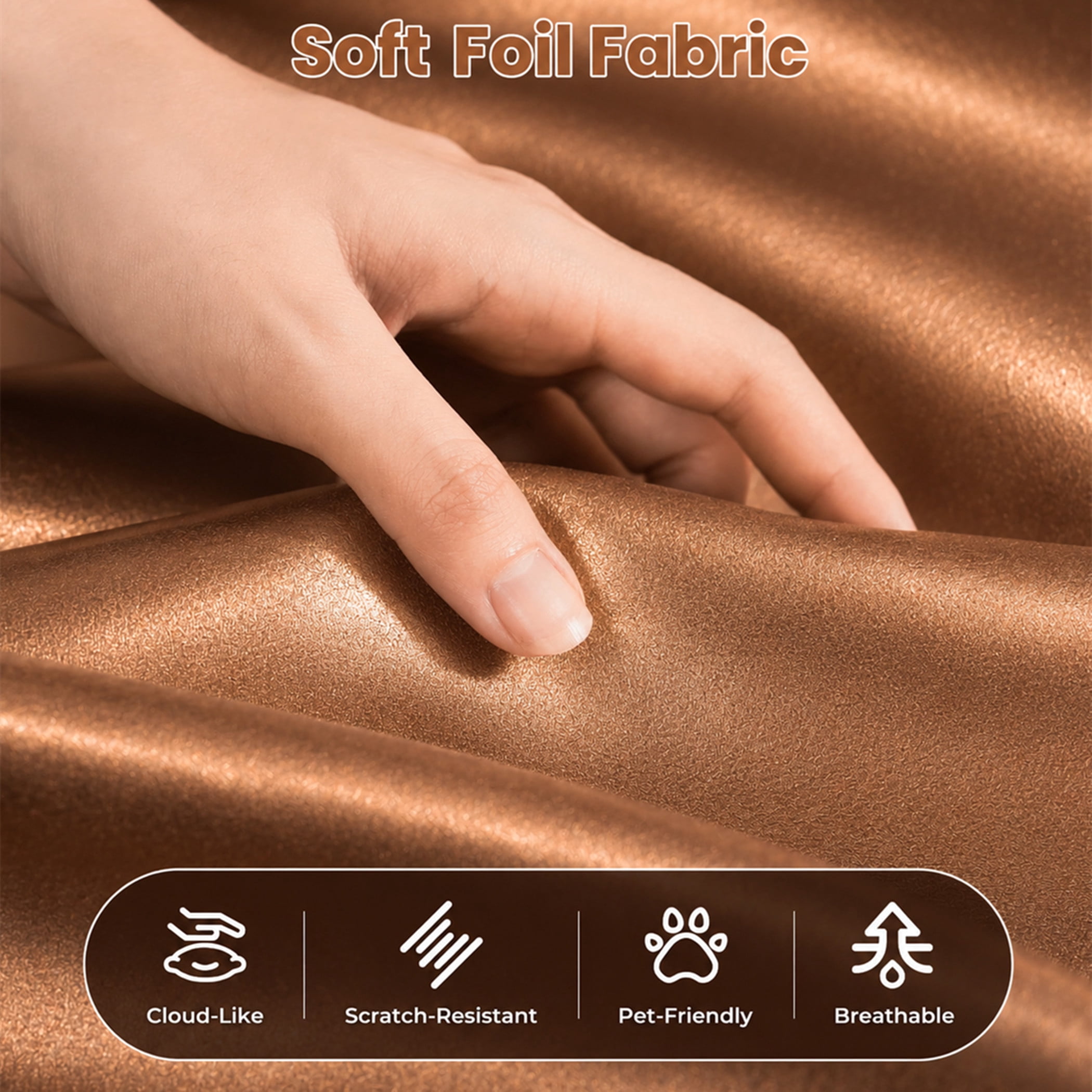 Aukfa 81" Vintage Sofa Overstuffed 3 Seat Sofa Couch for Living Room Bedroom, Foil Fabric, Brown