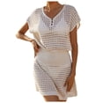 thumbnail image 2 of Bathing Suit Cover Up Beach Swim Cover Up Swimwears Cover Ups Border European and Beach Skirts and Blouses Featuring Hollow Crochet Knit Dress Design, 2 of 4