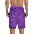thumbnail image 3 of Naloa Glitter Purple Men's Short Pajama Pants, Lounge Comfort Shorts with Elasticized Waistband and Side Pockets - Small, 3 of 9