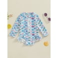 thumbnail image 2 of EYIIYE Maillot de Bain une Pièce pour Bébé Fille Ensemble de Maillot de Bain d'Été Fermeture Éclair devant Combinaison Col Rond Manches Longues Body + Bonnet de Bain Bébé Mignon 2 Pcs Tenue de Plage, 2 of 9