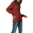 thumbnail image 4 of INSPIRE CHIC Women's Long Sleeve V Neck Button Down Ribbed Knit Casual Pullover Sweater Top L Wine Red, 4 of 6