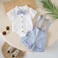 thumbnail image 2 of hoksml Unisex Baby Bodysuit and Suspender Shorts Set, Plaid Bow Tie Outfit, Infant Formal Summer Wear, 2 of 7