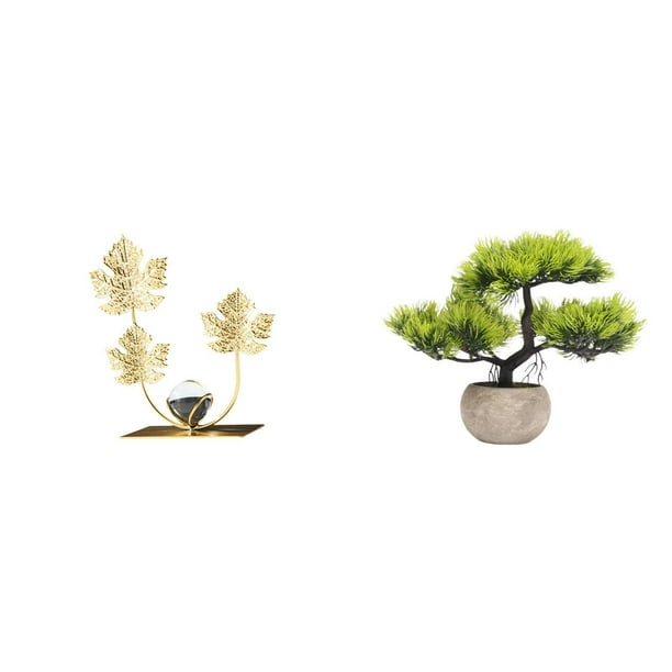 Estatua de figura,Estatuas de hojas y flores de metal,esculturas decorativas,Árbol bonsái artificial,Bonsái artificial para decoración de escritorio o interior,Bonsái artificial,planta