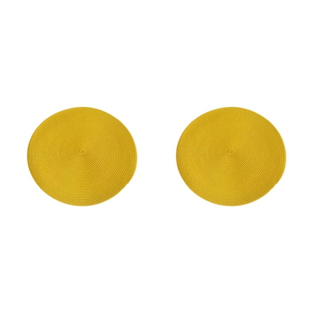 Manteles individuales Cateissary 2Conjunto redondos amarillos antideslizantes 38 cm