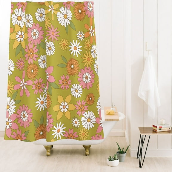 Society6 Emanuela Carratoni Vintage Floral World Shower Curtain 71" x 74"