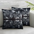 thumbnail image 3 of COMIO  Night City Landscape Decorative Square Throw Pillow Covers Rise Building Reflection Square Decorative Cushion Case for Couch Sofa Chair Bed, 3 of 5