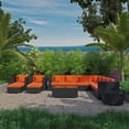 thumbnail image 1 of Modway Cohesion 11 Piece Outdoor Patio Sectional Set in Espresso Orange, 1 of 7
