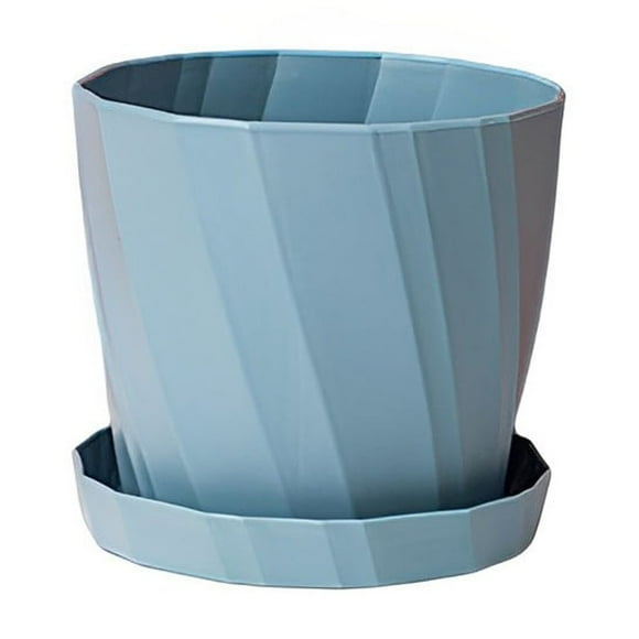 Flower Pot Tray Planter Flowerpot Garden Home Decoration Lightweight Multiple Colors Flowers Indoor Large Mouth Nursery Plastic Container Blue/with Tray