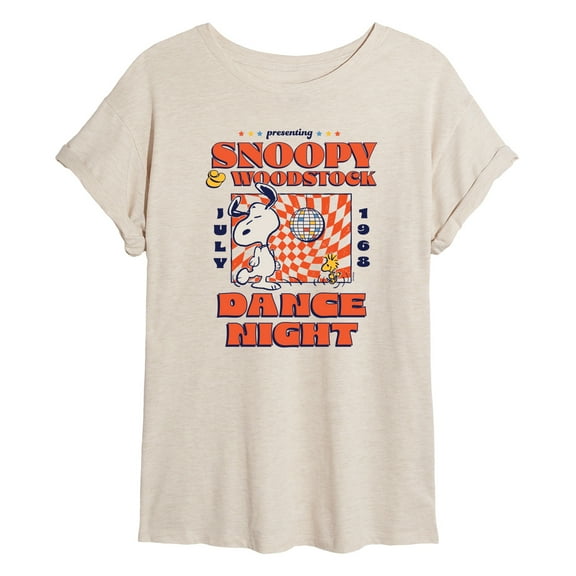 Peanuts - Snoopy And Woodstock Dance Night - Juniors Ideal Flowy Muscle T-Shirt