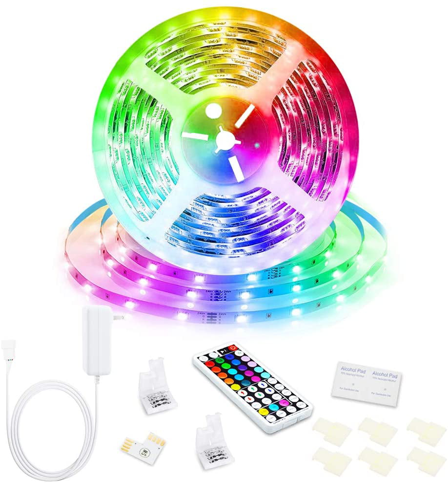 CNSUNWAY Led Strip Lights 16.4FT Waterproof RGB Color Changing in/Outdoor Rope Light with 44 Keys RF Remote Controller for Bedrooms TV Party Festival Bars Wedding Christmas Kitchen DIY Decoration 