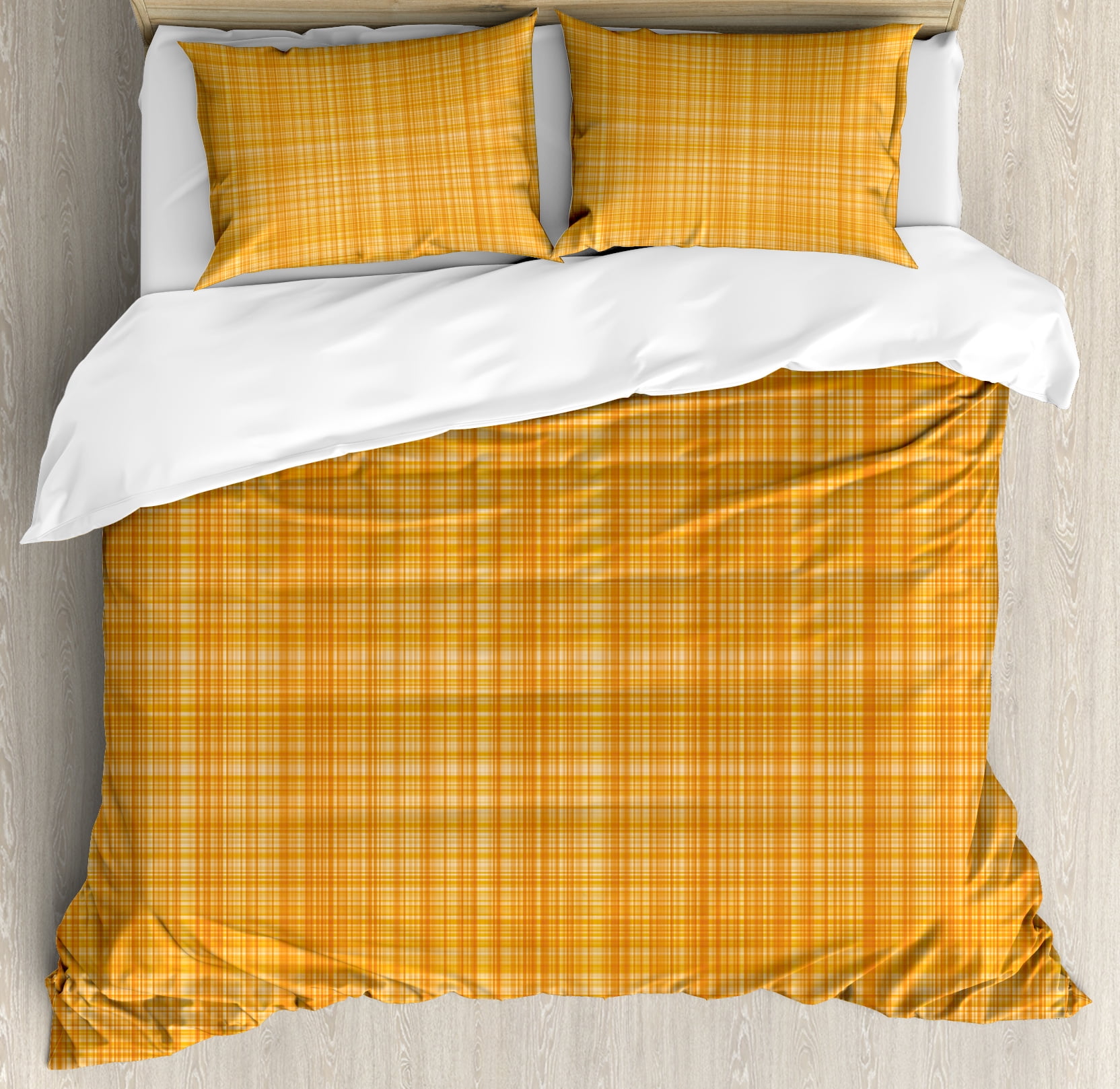 Orange Queen Size Duvet Cover Set Striped Fiber Texture Image Orange Queen Size Duvet Cover Set Striped Fiber Texture Image Abstract Thin Lines Complex Grid In Vintage Design Print Decorative 3 Piece Bedding With