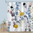 thumbnail image 2 of Watercolor Floral Shower Curtain Grey Blue Flowers Leaves Decorative Bath Curtain 72 x 72 Inch Polyester Fabric Waterproof Bathroom Curtain with 12 Hooks, 2 of 6