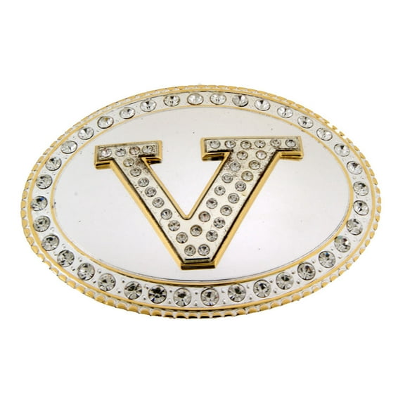 Big Initial V Letter Alphabet Belt Buckle Western Cowboy Rodeo Gold Silver Shiny