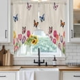 thumbnail image 6 of Tulips Spring Floral Swag Valances for Windows, Kitchen Curtains 36 Inch Length 2 Panels Set, Pastoral Flowers Butterfly Rustic Short Curtains for Small Windows Rod Pocket Cafe Curtains 28"x36", 6 of 8